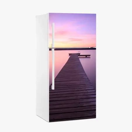 Pegatina para frigorífico muelle al amanecer en tonos pastel – Pixers®