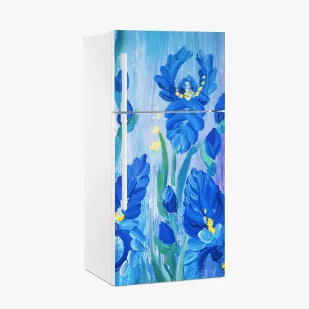 Pegatina para frigorífico flores azules en pinceladas expresivas – Pixers®