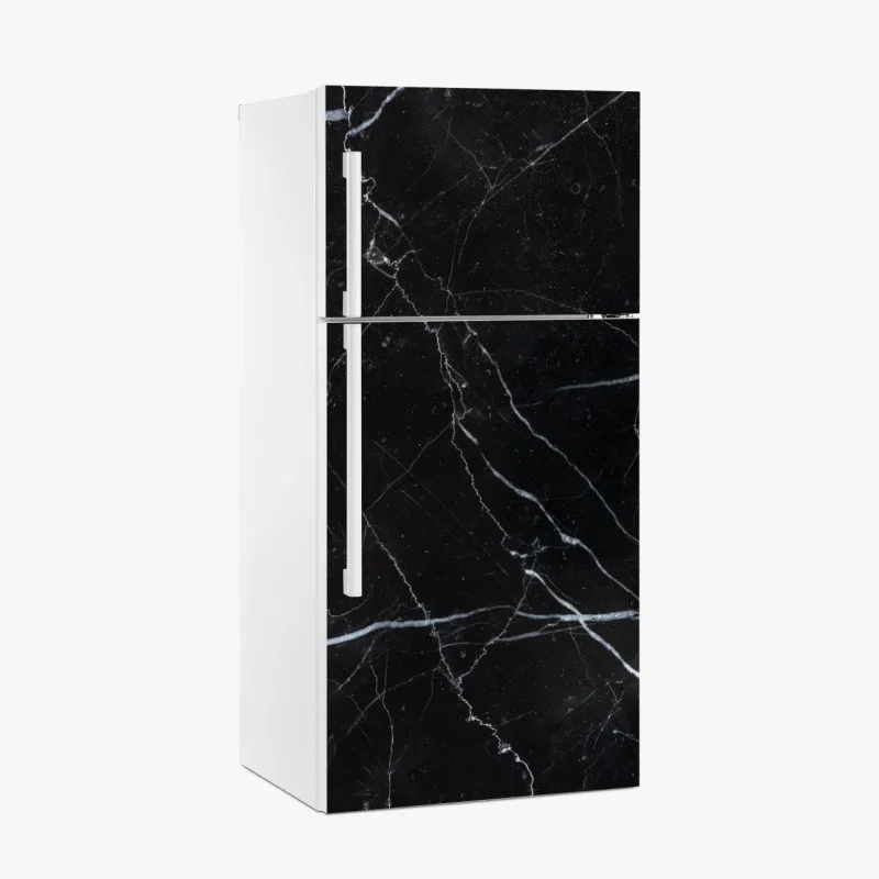 Pegatina para frigorífico textura de mármol marquina negro con vetas blancas