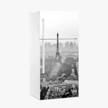 Pegatina para frigorífico panorama en blanco y negro de la Torre Eiffel en París – Pixers®