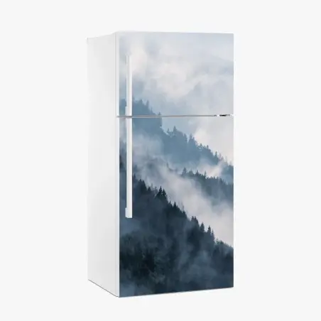 Pegatina para frigorífico siluetas de montañas entre la niebla – Pixers®