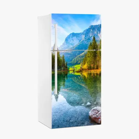 Pegatina para frigorífico atardecer otoñal en Hintersee, Ramsau – Pixers®