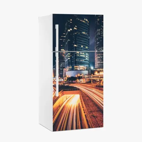 Pegatina para frigorífico luces urbanas: ciudad nocturna en movimiento – Pixers®