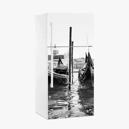 Pegatina para frigorífico góndolas en Venecia en blanco y negro – Pixers®