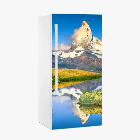 Pegatina para frigorífico paisaje alpino sereno con Matterhorn al amanecer – Pixers®