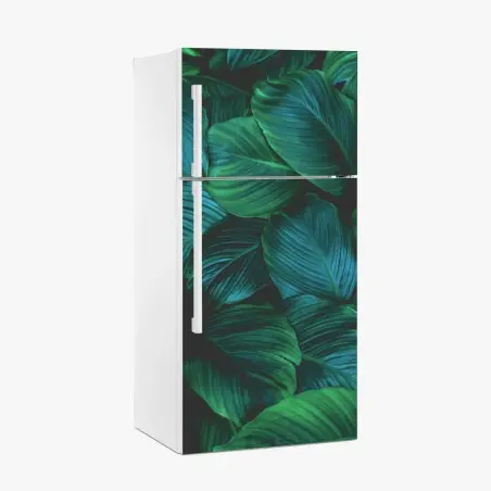 Pegatina para frigorífico patrón de hojas tropicales en verde profundo – Pixers®