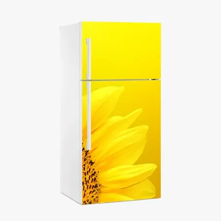 Pegatina para frigorífico girasol vibrante sobre fondo amarillo – Pixers®
