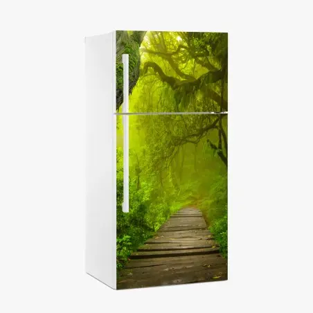 Pegatina para frigorífico sendero místico en la selva verde – Pixers®