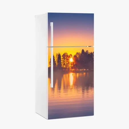 Pegatina para frigorífico amanecer dorado sobre el lago – Pixers®