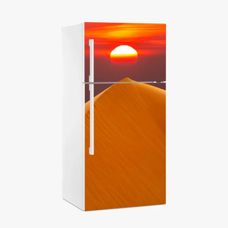 Pegatina para frigorífico puesta de sol sobre dunas doradas
