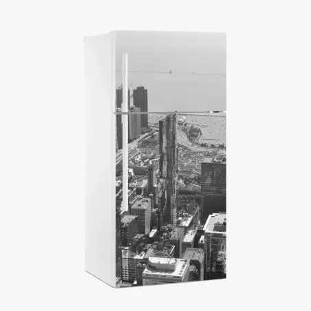 Pegatina para frigorífico vista aérea urbana en blanco y negro – Pixers®