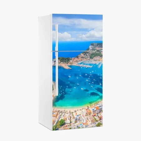 Pegatina para frigorífico panorámica de la bahía de Port de Sóller, Mallorca – Pixers®