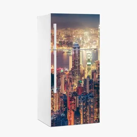 Pegatina para frigorífico luces nocturnas de Hong Kong desde Victoria Peak – Pixers®
