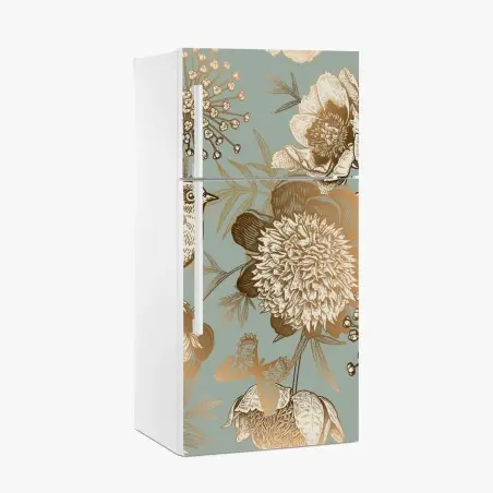 Pegatina para frigorífico diseño botánico vintage con pájaro y mariposas – Pixers®