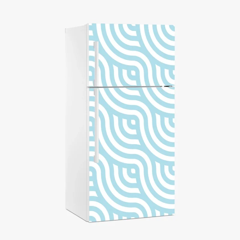 Pegatina para frigorífico patrón ondulado geométrico en azul y blanco