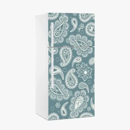 Pegatina para frigorífico patrón paisley bohemio en turquesa y blanco – Pixers®