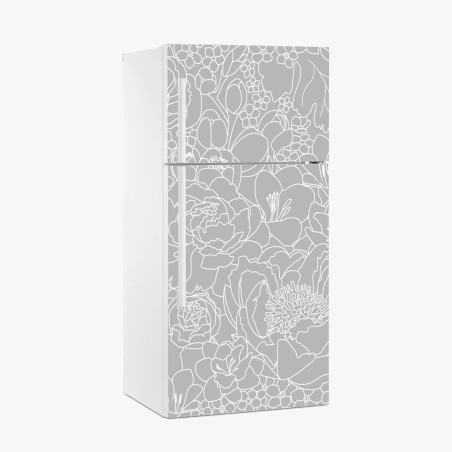 Pegatina para frigorífico patrón floral minimalista en tonos grises – Pixers®