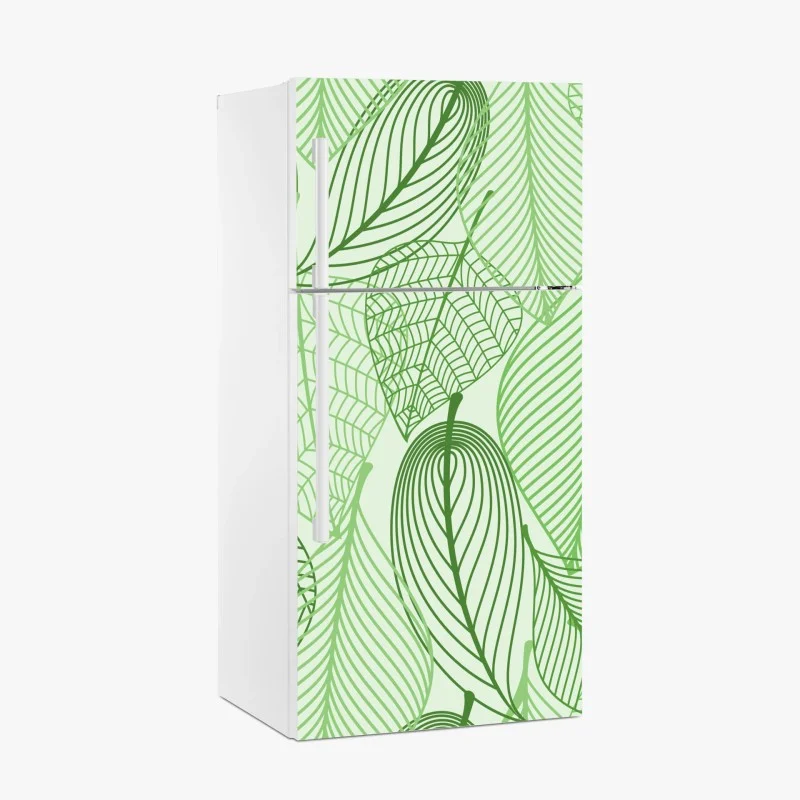 Pegatina para frigorífico patrón botánico de hojas verdes estilizadas