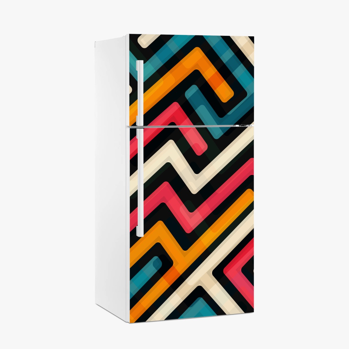 Pegatina para frigorífico diseño geométrico retro en colores vibrantes – Pixers®