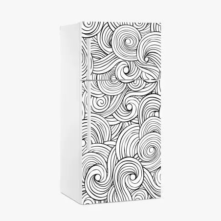 Pegatina para frigorífico patrón de remolinos en blanco y negro – Pixers®