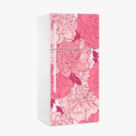 Pegatina para frigorífico diseño floral de peonías en tonos rosa – Pixers®