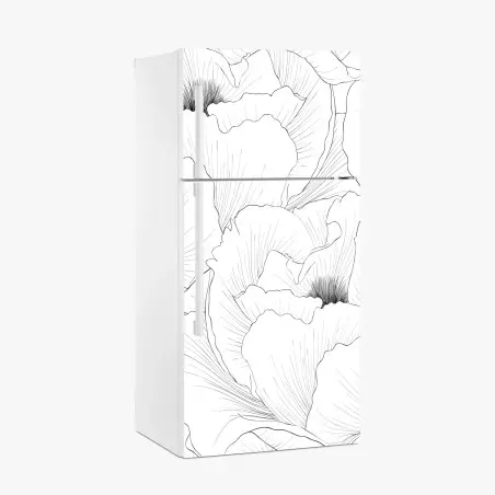 Pegatina para frigorífico diseño botánico en contorno blanco y negro – Pixers®