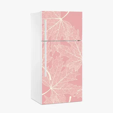 Pegatina para frigorífico estampado de hojas esqueletizadas en rosa – Pixers®