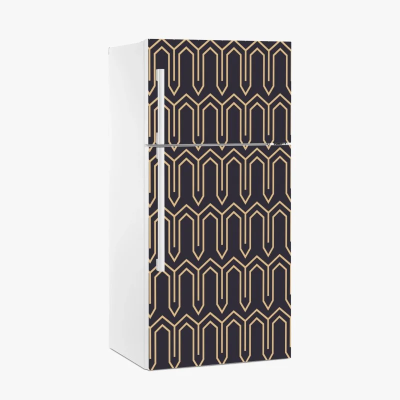 Pegatina para frigorífico patrón geométrico art déco en negro y dorado