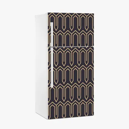 Pegatina para frigorífico patrón geométrico art déco en negro y dorado – Pixers®