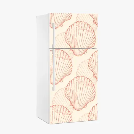 Pegatina para frigorífico patrón de conchas marinas en tonos coral – Pixers®