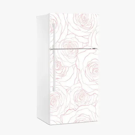 Pegatina para frigorífico diseño floral de rosas en contorno rosa – Pixers®