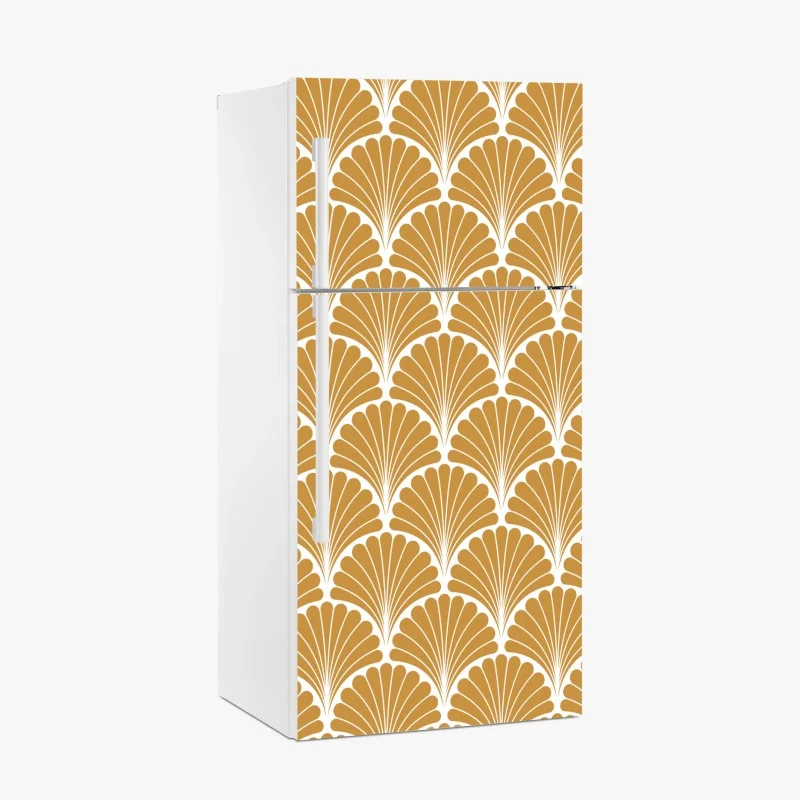 Pegatina para frigorífico patrón art déco de conchas doradas