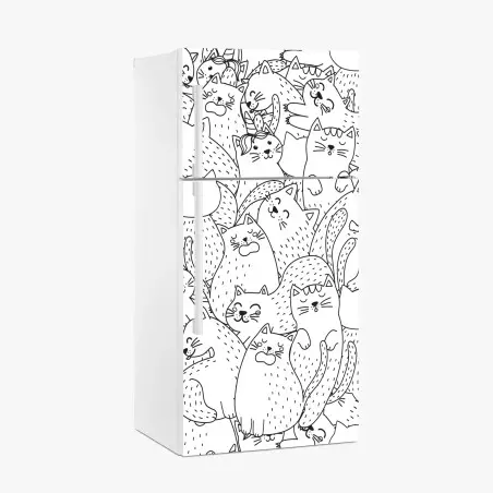 Pegatina para frigorífico patrón de gatos kawaii para colorear – Pixers®
