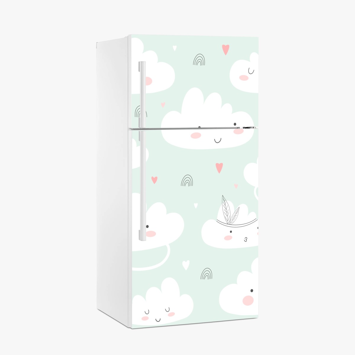 Pegatina para frigorífico nubes sonrientes en tonos pastel – Pixers®