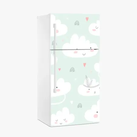 Pegatina para frigorífico nubes sonrientes en tonos pastel – Pixers®