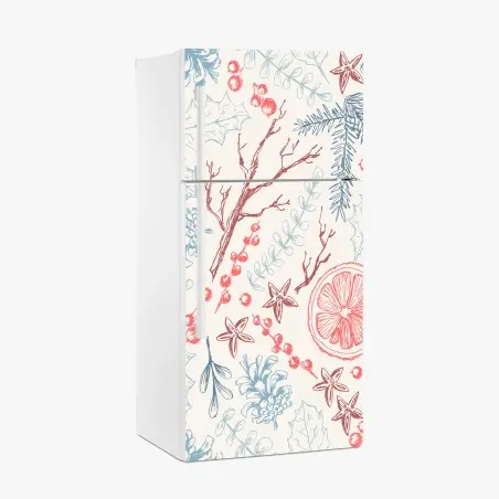 Pegatina para frigorífico patrón botánico navideño en tonos suaves – Pixers®
