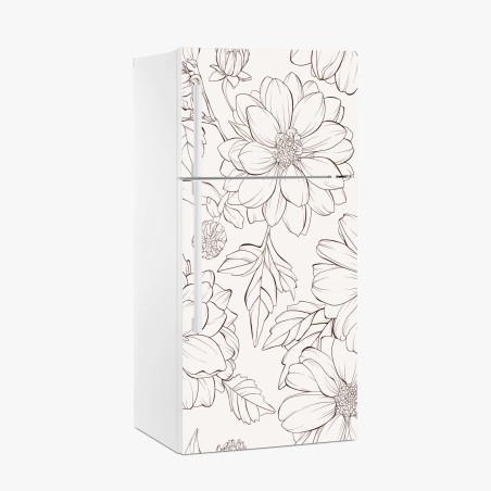 Pegatina para frigorífico estampado floral delicado en blanco y negro – Pixers®
