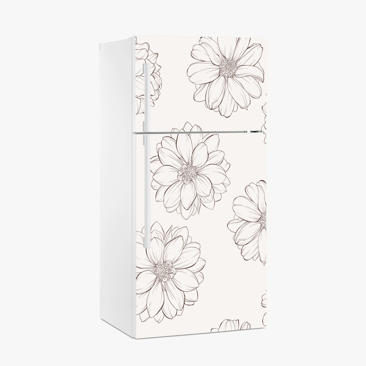 Pegatina para frigorífico ilustración floral lineal sobre fondo neutro – Pixers®