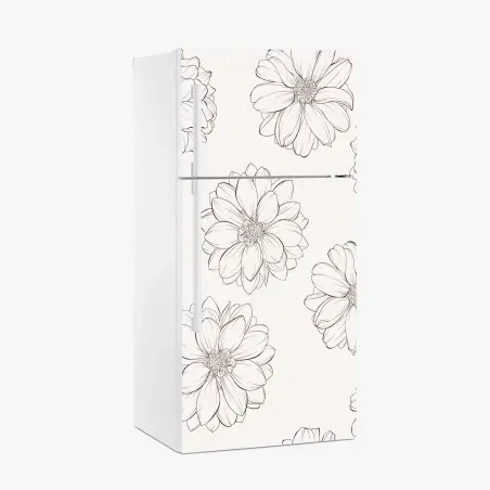 Pegatina para frigorífico ilustración floral lineal sobre fondo neutro – Pixers®