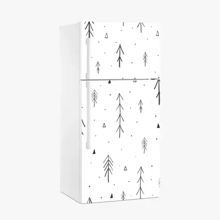 Pegatina para frigorífico patrón de pinos minimalista en blanco y negro – Pixers®
