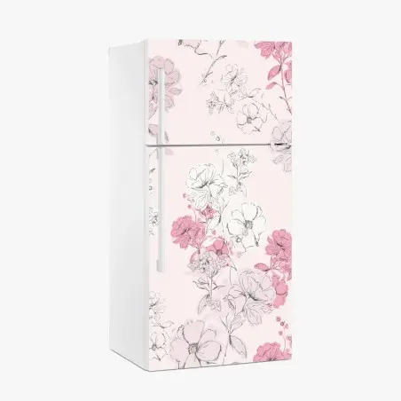 Pegatina para frigorífico patrón floral romántico en tonos rosa – Pixers®
