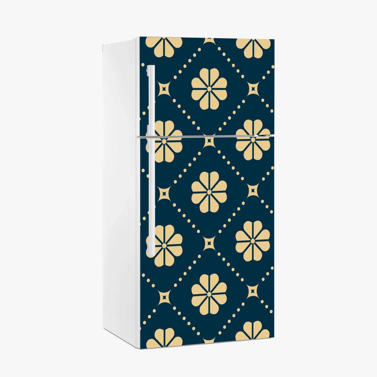 Pegatina para frigorífico patrón floral geométrico en azul marino y crema – Pixers®