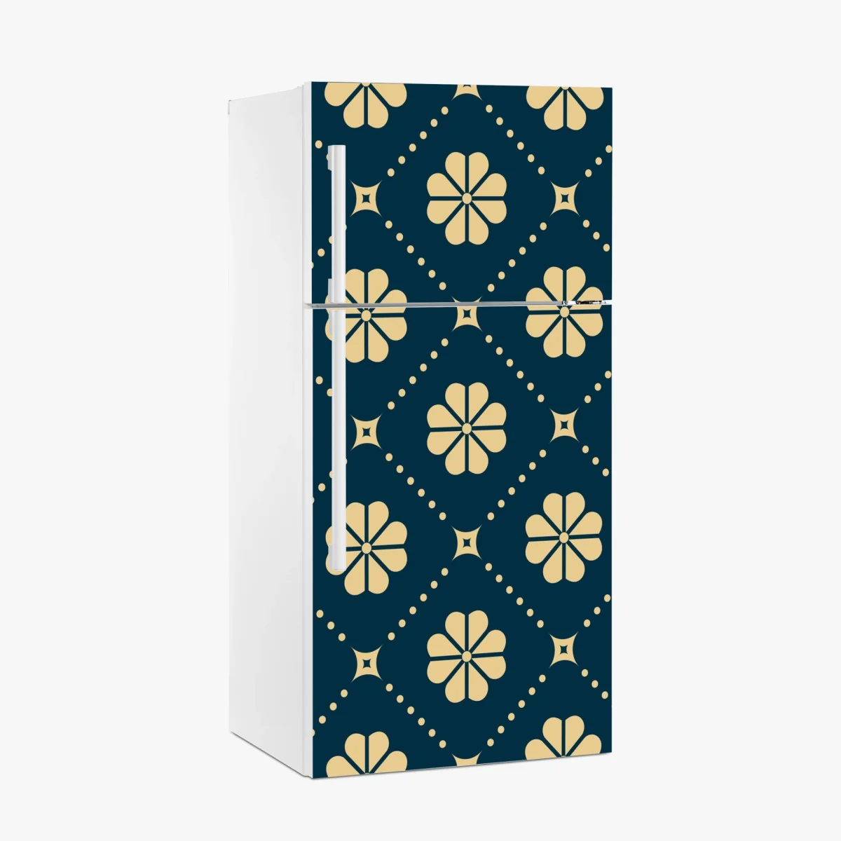 Pegatina para frigorífico patrón floral geométrico en azul marino y crema – Pixers® Pegatina para frigorífico patrón floral geométrico en azul marino y crema – Pixers®