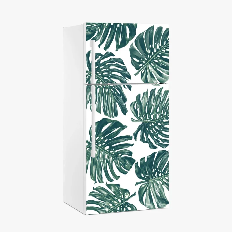 Pegatina para frigorífico patrón tropical de hojas de monstera en verde