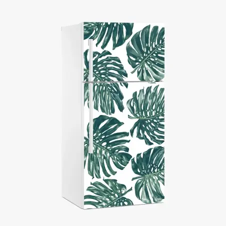 Pegatina para frigorífico patrón tropical de hojas de monstera en verde – Pixers®