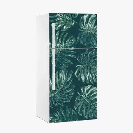 Pegatina para frigorífico patrón de hojas de monstera en tonos verdes – Pixers®