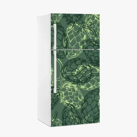 Pegatina para frigorífico patrón de lúpulos en tonos verdes – Pixers®