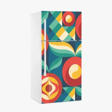 Pegatina para frigorífico patrón floral geométrico en tonos cálidos – Pixers®
