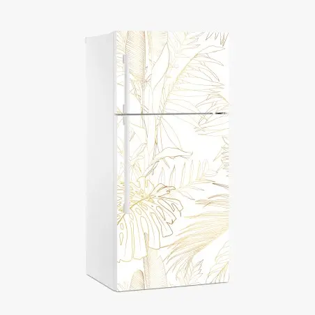 Pegatina para frigorífico diseño botánico dorado sobre blanco – Pixers®
