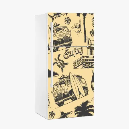 Pegatina para frigorífico diseño retro de surf y vida playera – Pixers®